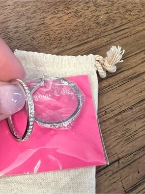 Origami Owl Silver Hoop Earrings with Clear Crystals
